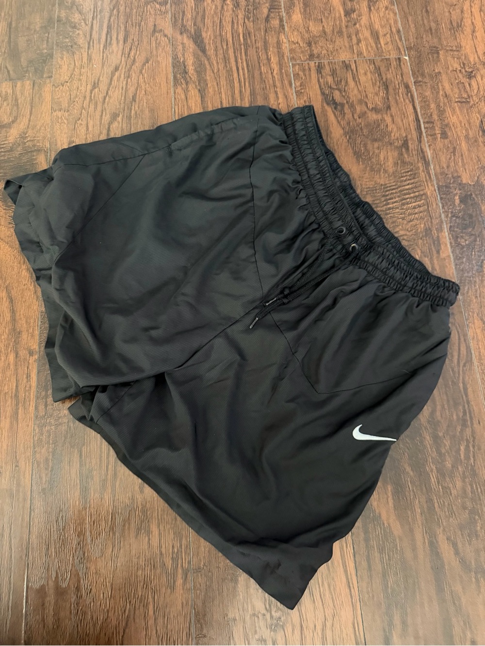 Nike Men’s Black Athletic Training Shorts with White Swoosh